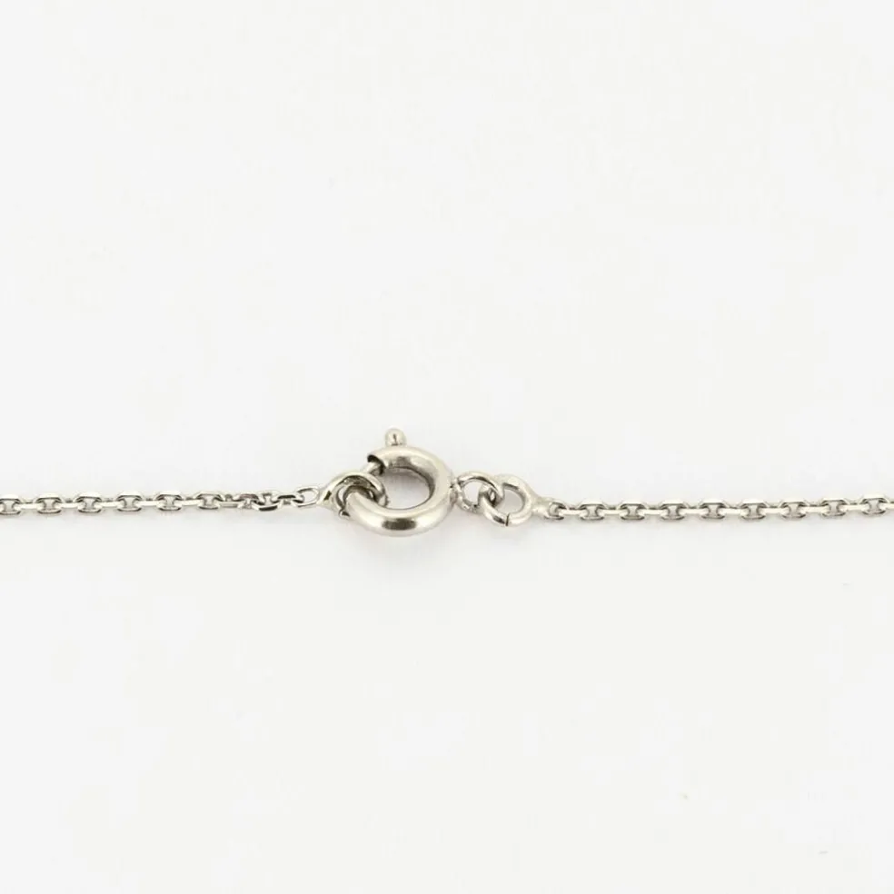 Collier Or Blanc, Diamants, Saphirs et Perles de Culture