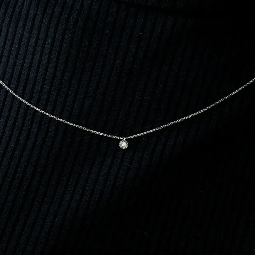 COLLIER or blanc diamants
