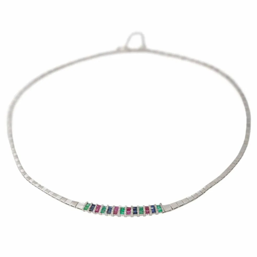 Collier Or blanc Emeraude