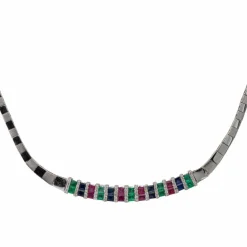 Collier Or blanc Emeraude