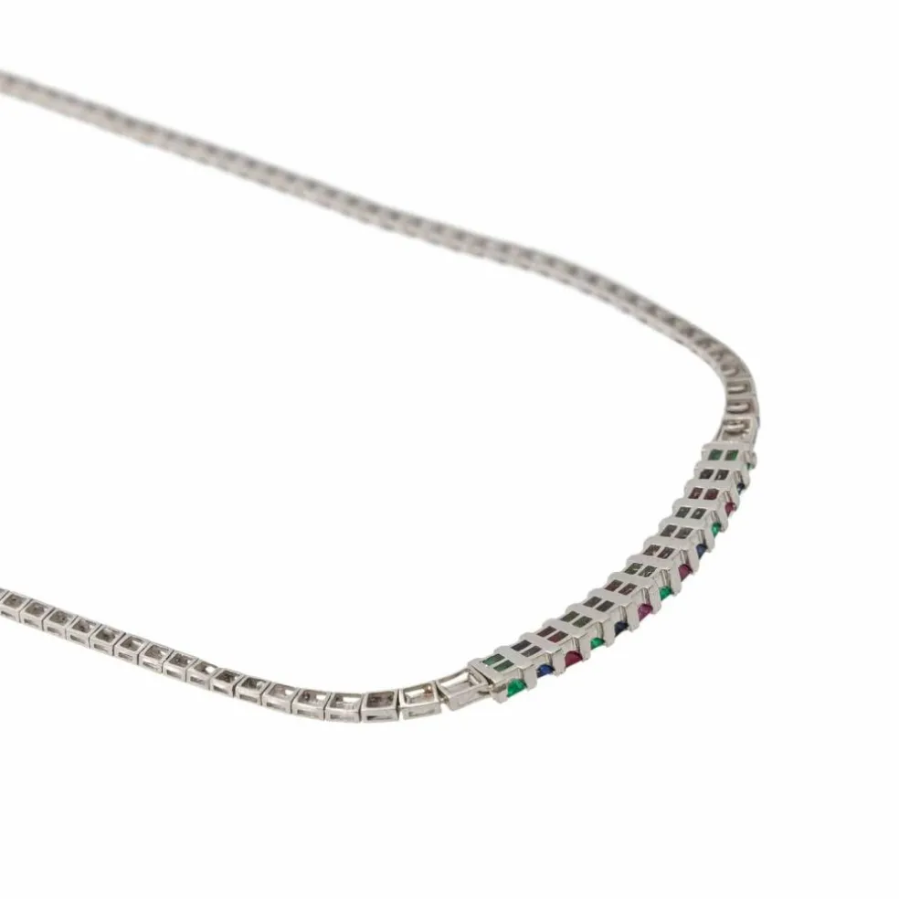 Collier Or blanc Emeraude