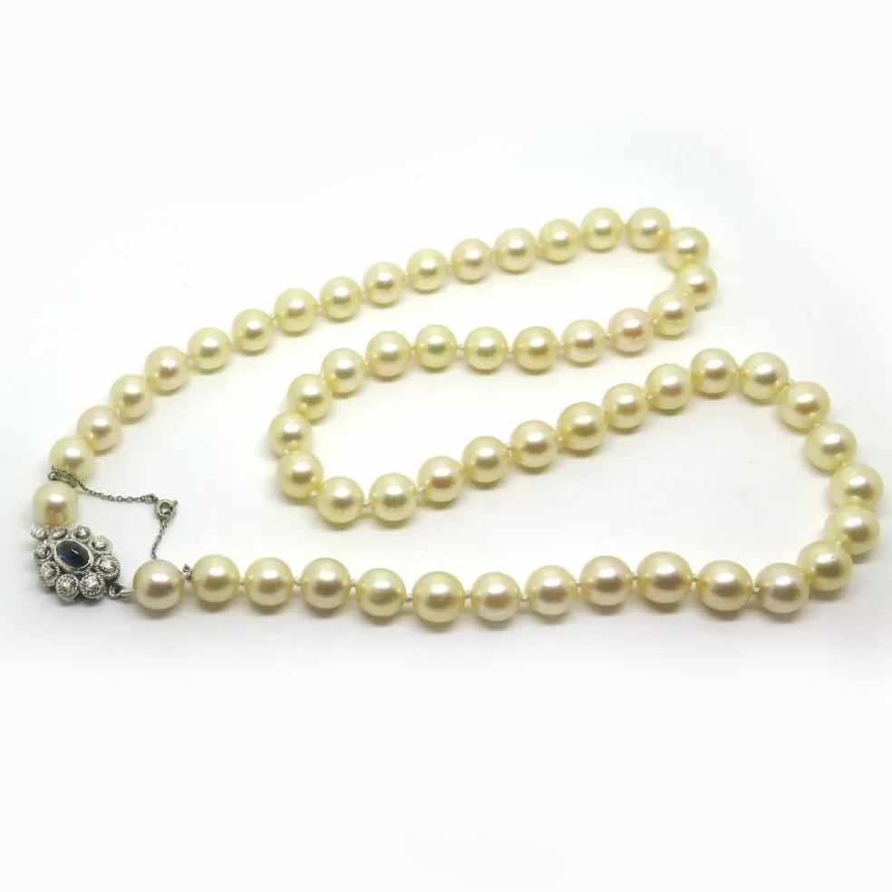 Collier or blanc en perle de culture