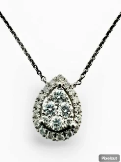 Collier or blanc et diamants 0,30 ct