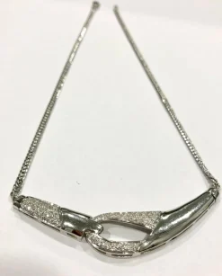 Collier or blanc et diamants