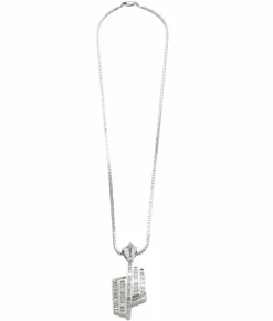 Collier or blanc et diamants