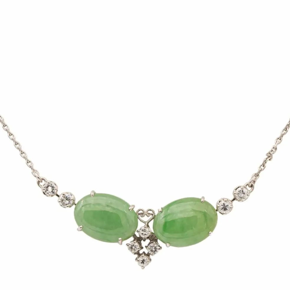 Collier Or blanc Jade Jadéite