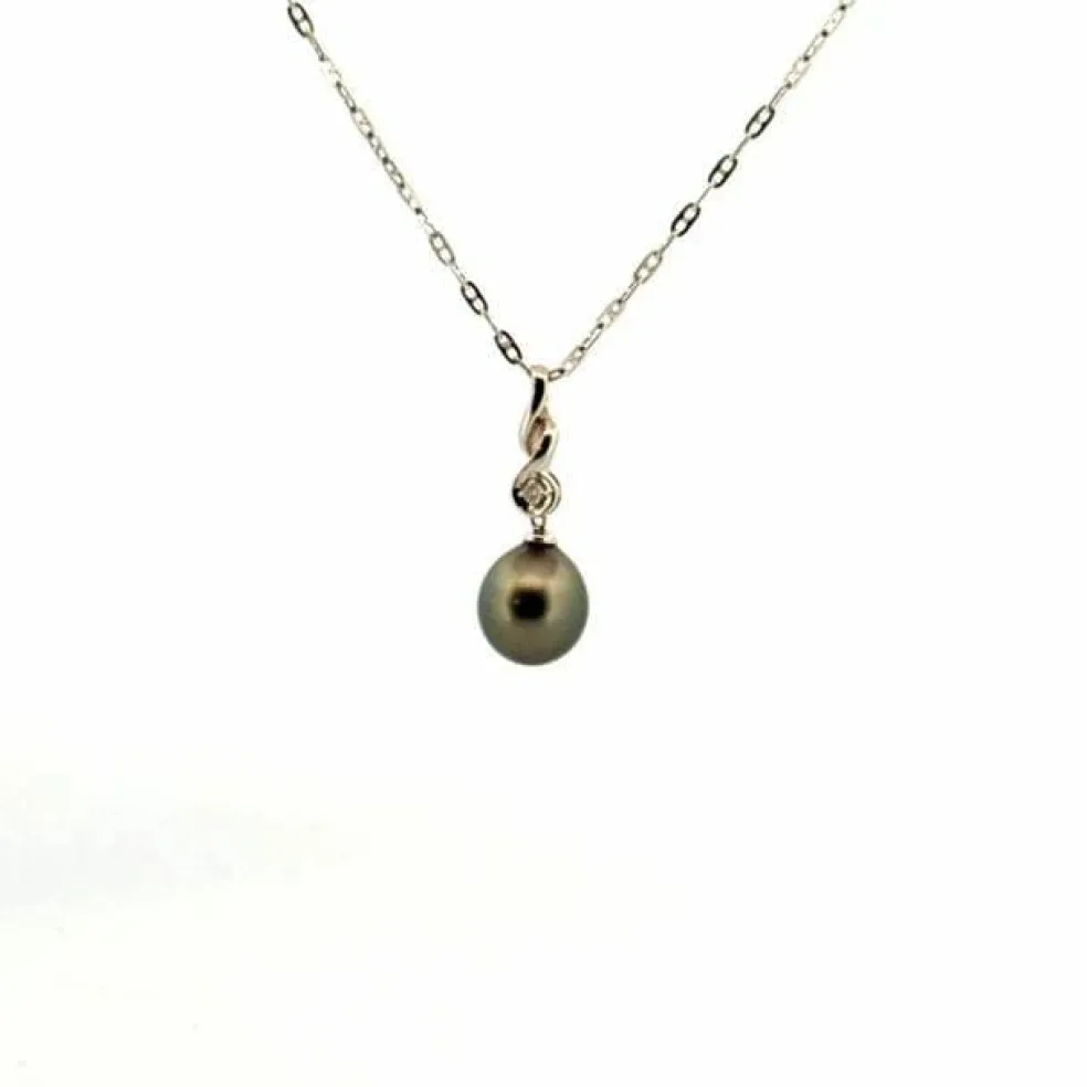 Collier Or Blanc 18k & Perle & Diamant