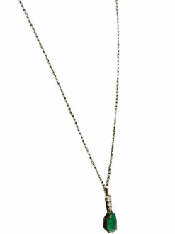 Collier Or Blanc 18K Emeraude et diamants