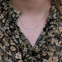 Collier Or blanc pavage Diamants