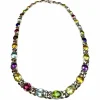 Collier or blanc, pierres fines et diamants