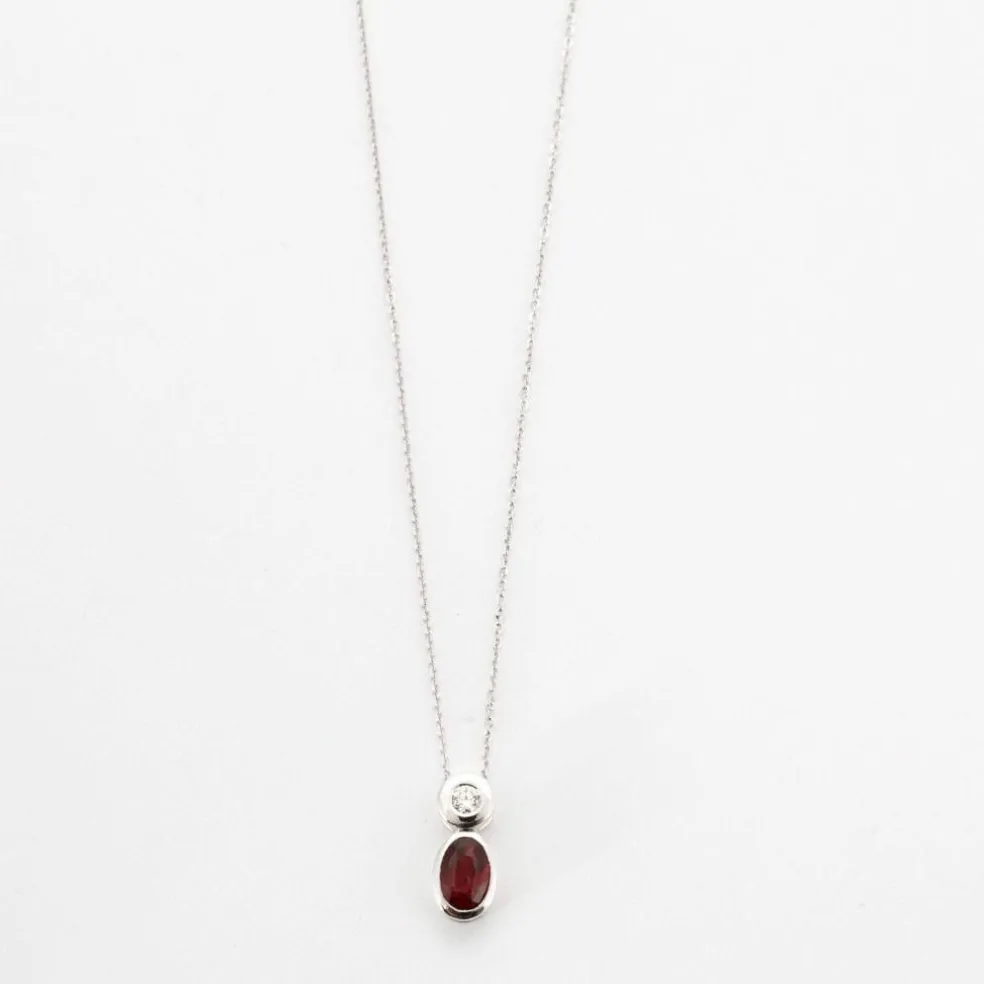 Collier or blanc rubis et diamant