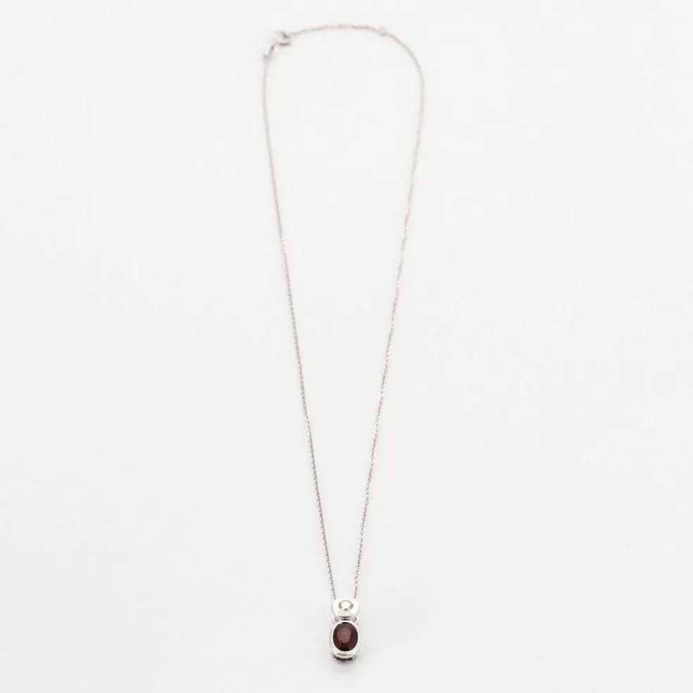Collier or blanc rubis et diamant