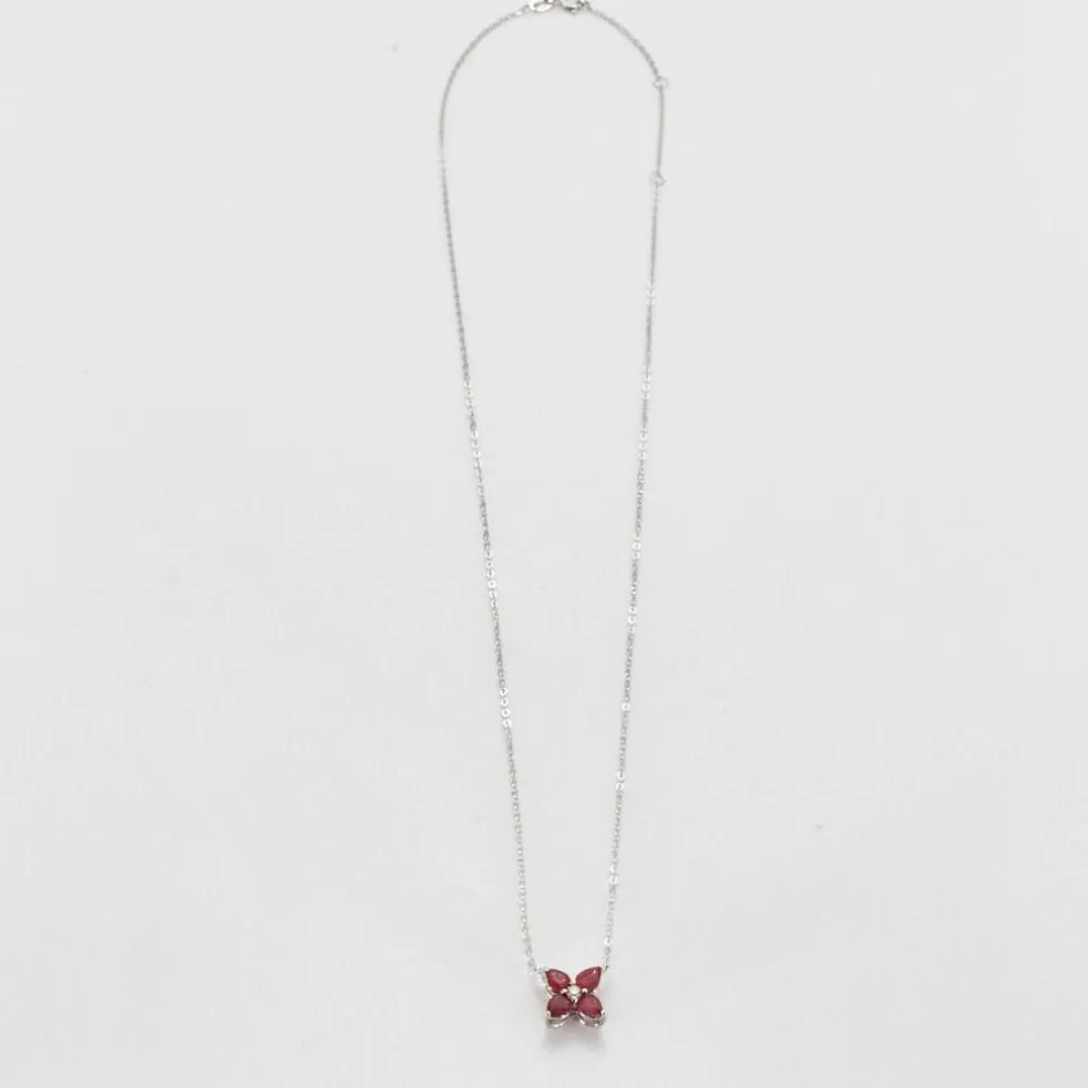 Collier Or blanc Rubis Diamant
