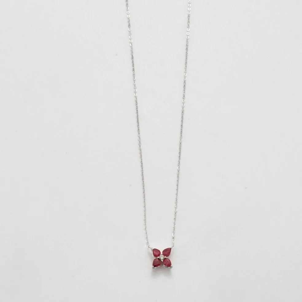 Collier Or blanc Rubis Diamant