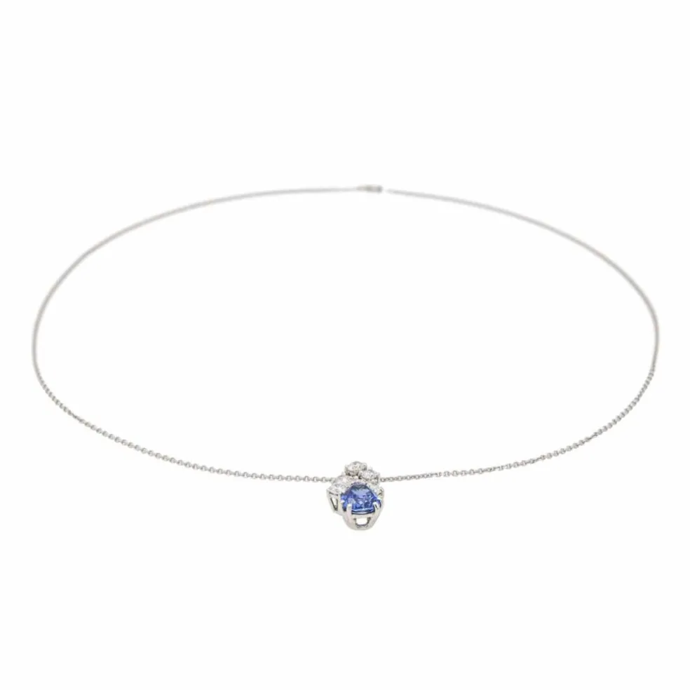 Collier Or blanc Saphir