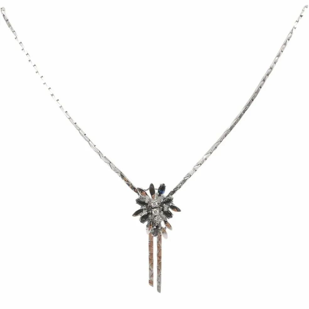 Collier or blanc, saphirs et diamants