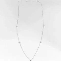 COLLIER OR BLANC SAUTOIR 5 DIAMANTS