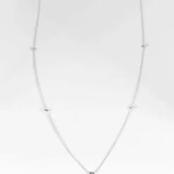 COLLIER OR BLANC SAUTOIR 5 DIAMANTS