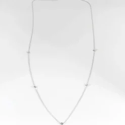 COLLIER OR BLANC SAUTOIR 5 DIAMANTS