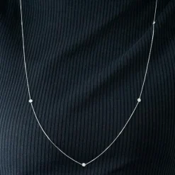 COLLIER OR BLANC SAUTOIR 5 DIAMANTS