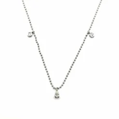 Collier or blanc serti de diamants naturels