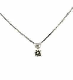 Collier or blanc solitaire diamant 0,52 carat