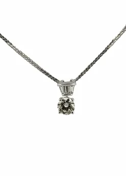 Collier or blanc solitaire diamant 0,52 carat
