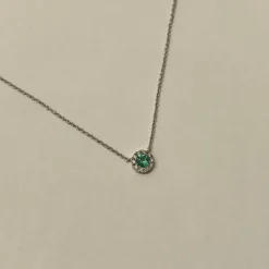 Collier or blanc, tourmaline et diamant