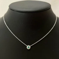 Collier or blanc, tourmaline et diamant