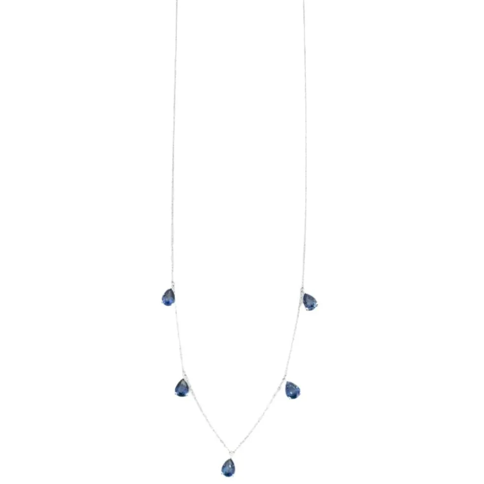 Collier or blancet saphirs taille poire en pampille