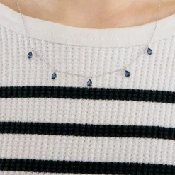 Collier or blancet saphirs taille poire en pampille