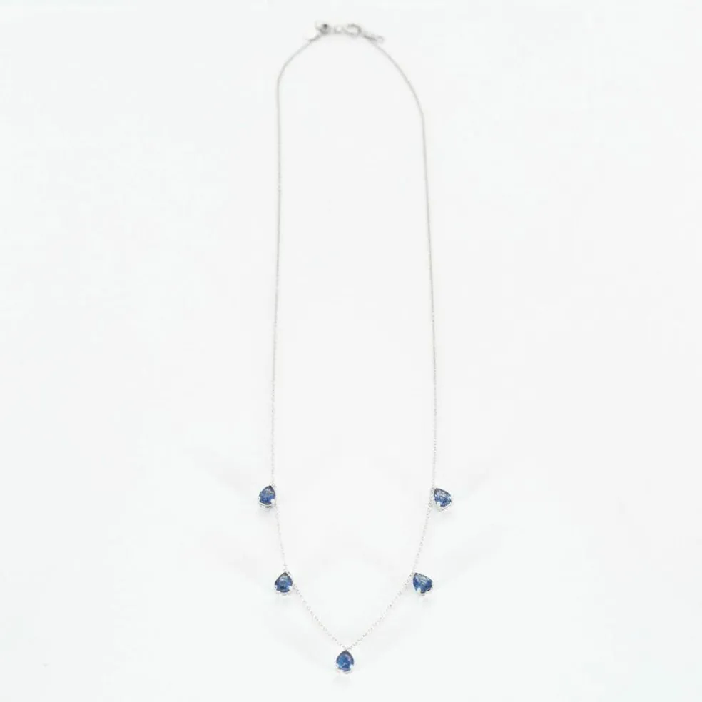 Collier or blancet saphirs taille poire en pampille