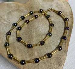 Collier or et perles