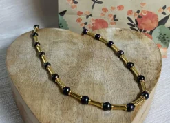 Collier or et perles