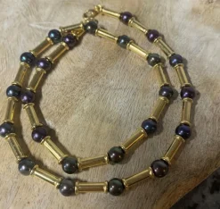 Collier or et perles