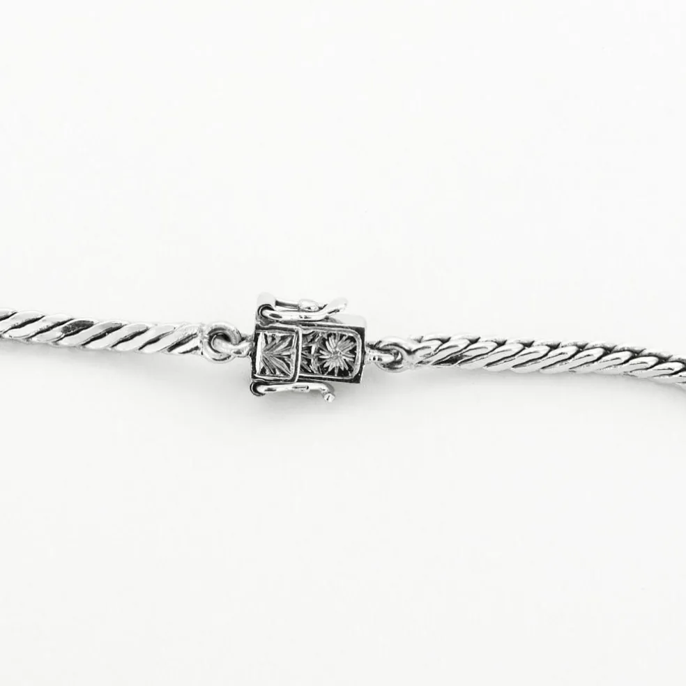 Collier or gris, émeraude Colombienne et diamants