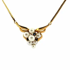 Collier Or jaune 9 carats Topazes et Perles