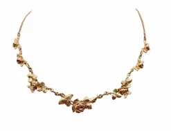 Collier Or Jaune 18 Carats Floral Vintage