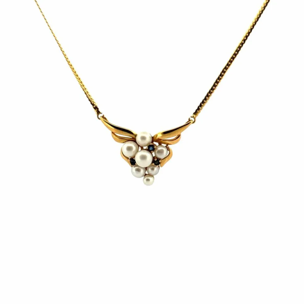 Collier Or jaune 9 carats Topazes et Perles