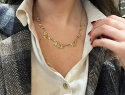 Collier Or Jaune 18 Carats Floral Vintage