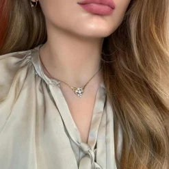Collier Or jaune 9 carats Topazes et Perles