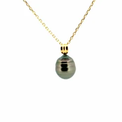 Collier Or Jaune 18 k & Perle de Tahitit