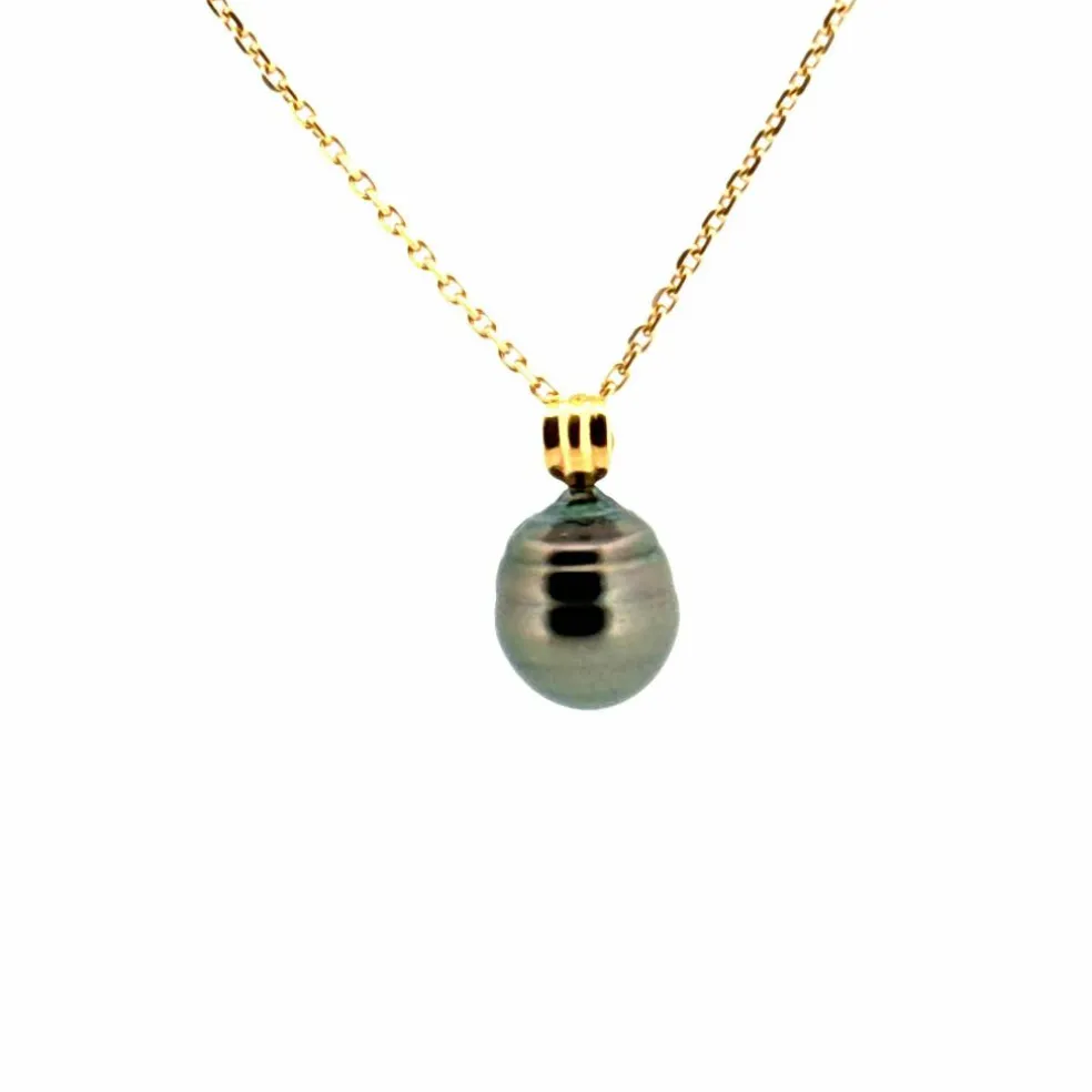 Collier Or Jaune 18 k & Perle de Tahitit