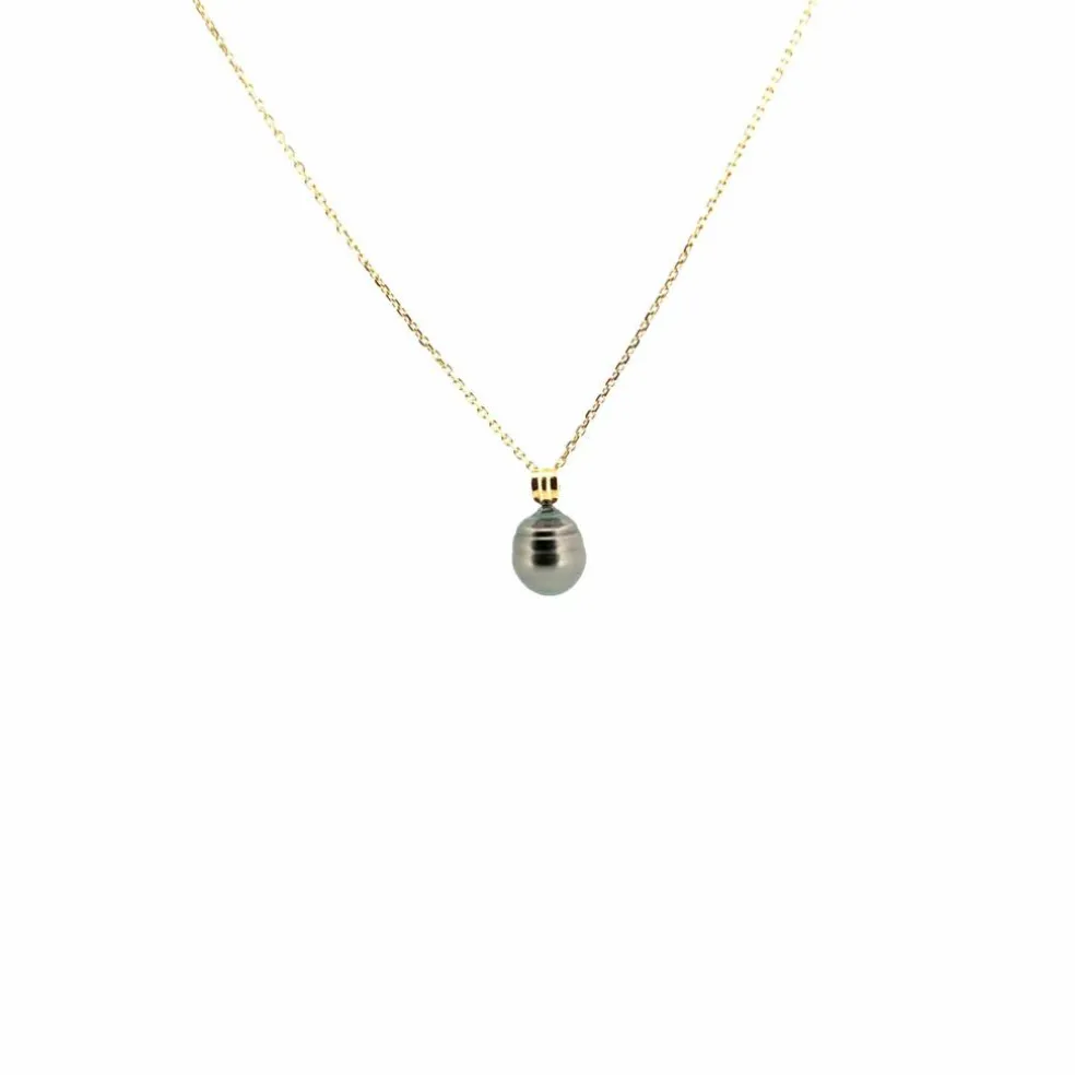 Collier Or Jaune 18 k & Perle de Tahitit