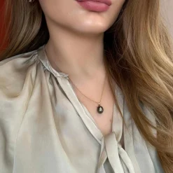 Collier Or Jaune 18 k & Perle de Tahitit