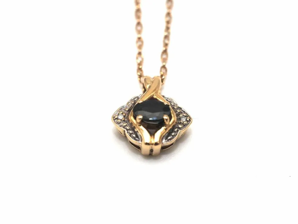 Collier or jaune 750 mil avec pendentif saphir
