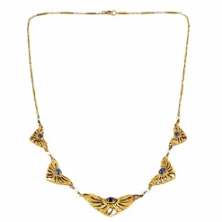 Collier or jaune ancien saphir perles