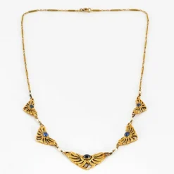Collier or jaune ancien saphir perles