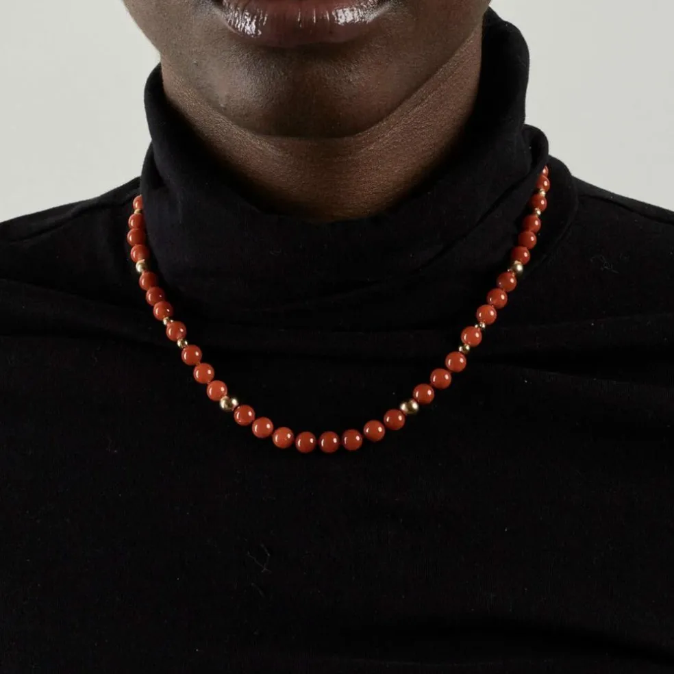 Collier or jaune billes de corail