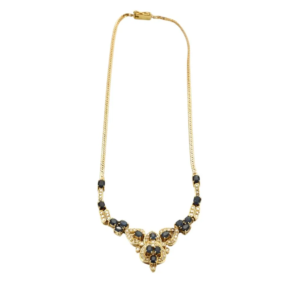 Collier Or jaune Diamants Saphir
